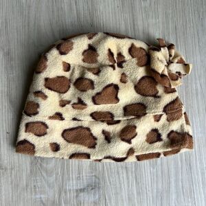 Animal Print Fleece Hat Girls OS Beanie Winter